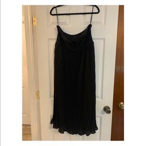 Strapless black A-line Midi Dress